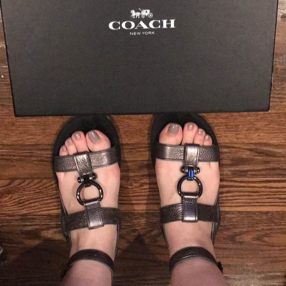 Coach Elaine sandals with box.